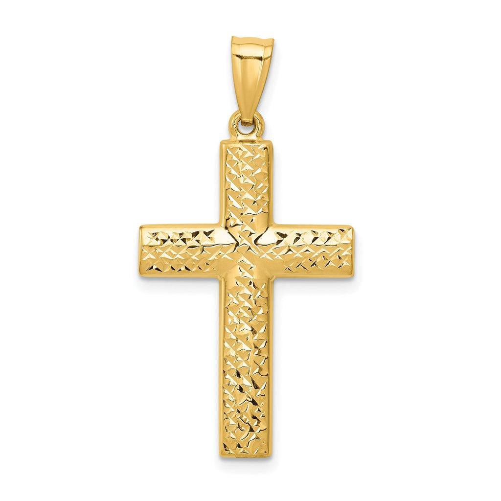 Reversible Textured Cross Pendant in 14K Yellow Gold
