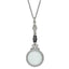 1928 Jewelry Silver-tone Black Glass Stone and Marcasite Vintage Handle 4-5X Magnifying Glass 28 inch Necklace