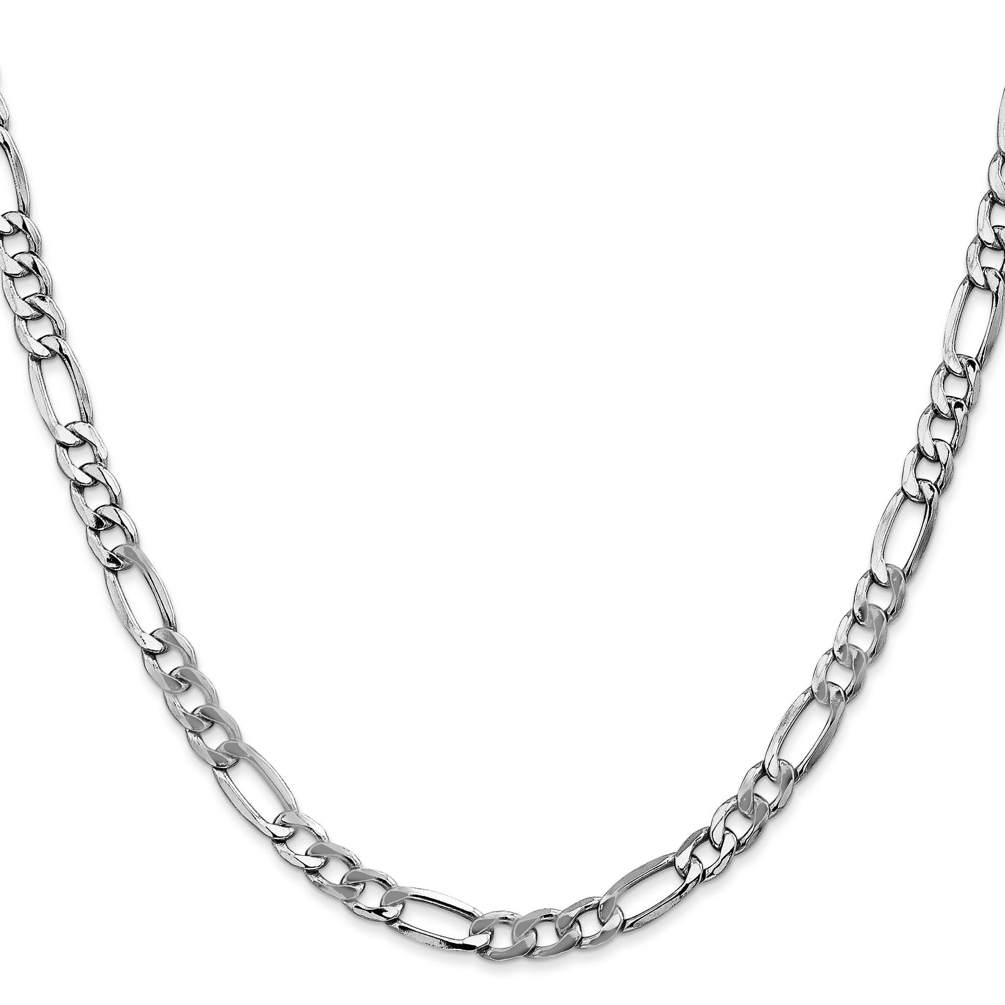14K White Gold 7 inch 5.75mm Semi-Solid Figaro with Lobster Clasp Bracelet