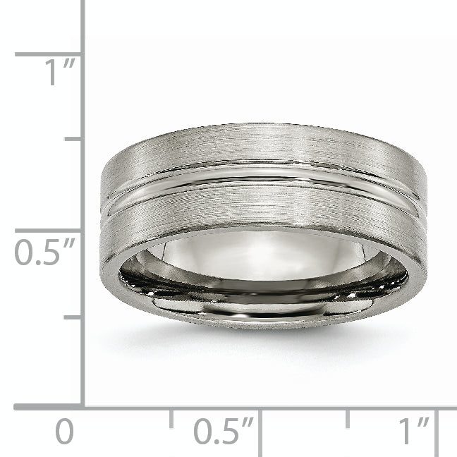 Chisel Titanium Brushed and Polished 8mm Grooved Band