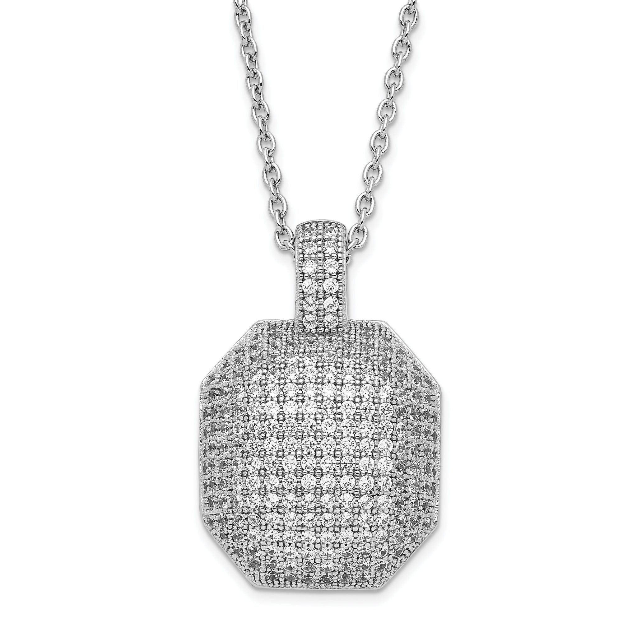 Sophia Jewelers Sterling Silver CZ Polished Necklace with Elegant Embers Design Main image