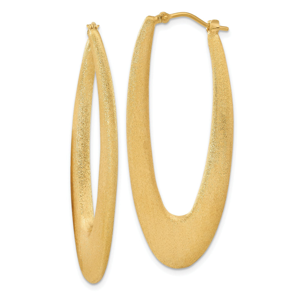 Sterling Silver Gold-Plated Brushed Oval Elongated Hoop Earrings for Women