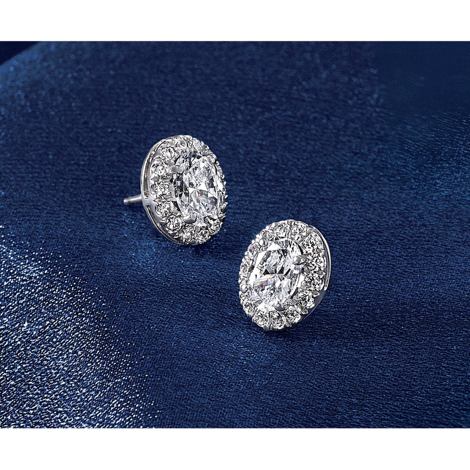 14K White Gold 1 1/4 ct Lab-Created Diamond VS+ F+ Halo Earrings