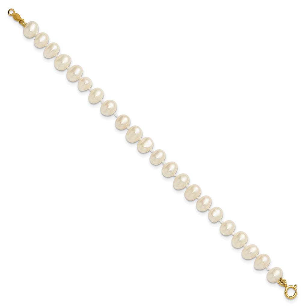 14K Gold Filled 5-6mm White Semi-Round Cultured Freshwater Pearl Necklace