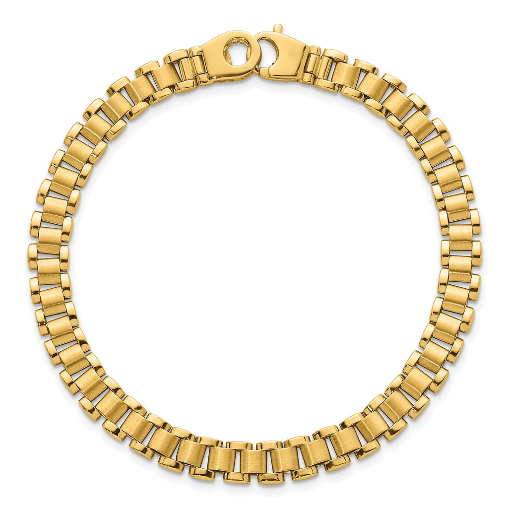 14k Polished and Brushed 6.25mm Fancy Link 8 inch Bracelet