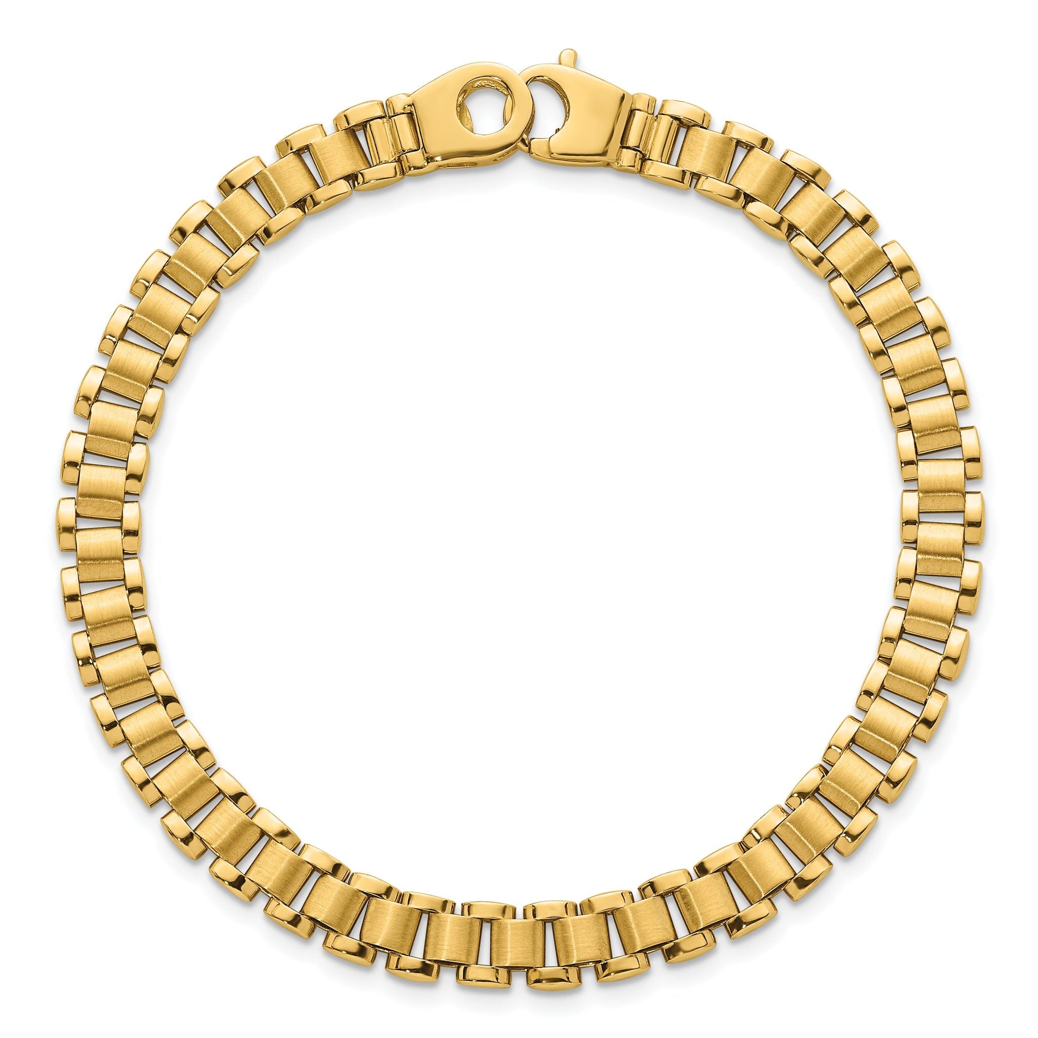 14k Polished and Brushed 6.25mm Fancy Link 8 inch Bracelet