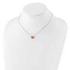 Sterling Silver Rhodium Plated Dark Yellow Crystal 16.5 inch Necklace with 2 inch extension
