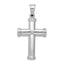 14K White Gold Hollow Cross Pendant with Polished Finish and Rhodium Plating
