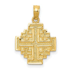 14K Gold Jerusalem Cross Pendant with Polished & Textured Finish