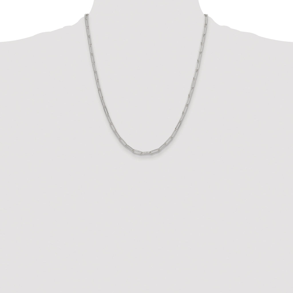 Polished Paperclip Chain Necklace in Sterling Silver, 3.5mm