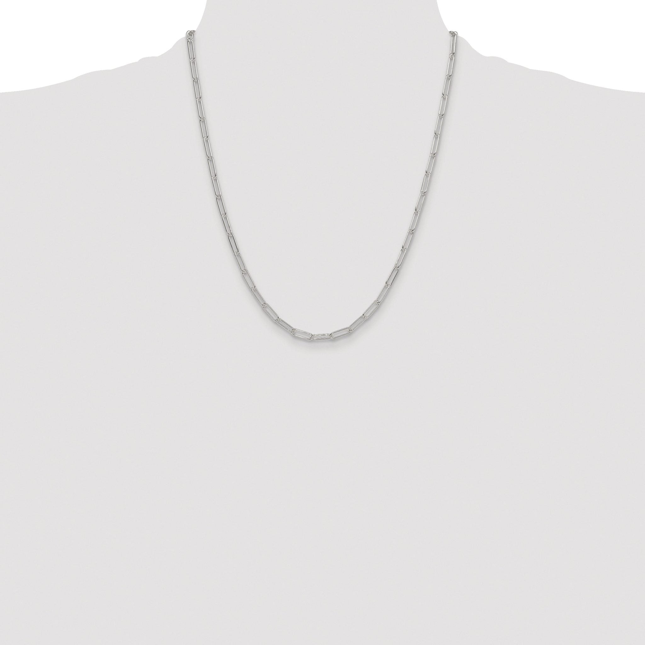 Polished Paperclip Chain Necklace in Sterling Silver, 3.5mm