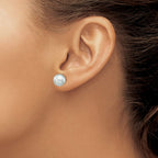 14k 8-9mm Round Grey Saltwater Akoya Cultured Pearl Stud Post Earrings