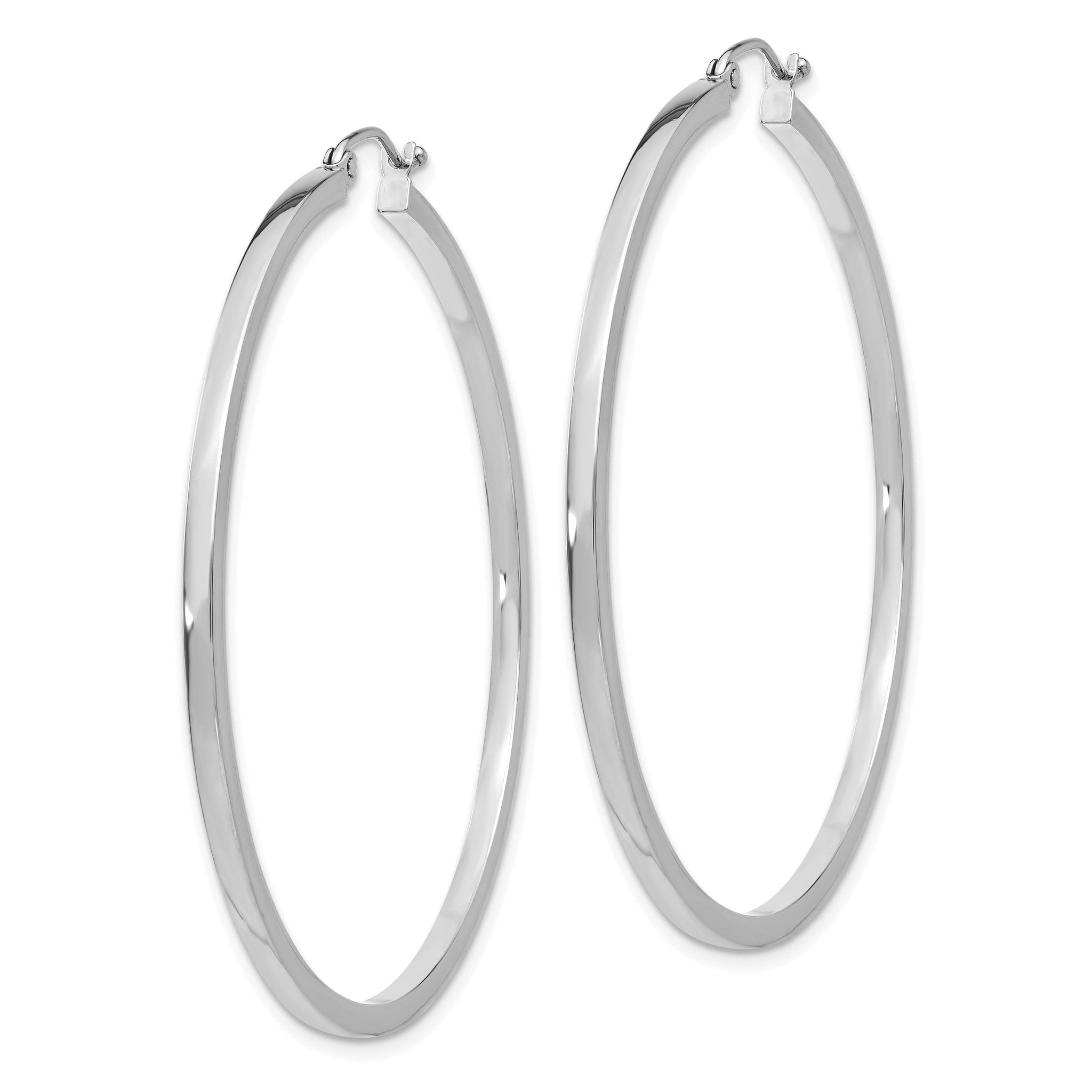 14K White Gold Polished Square Hoops with Rhodium Finish Sophia Jewelers Secondary image