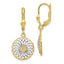 10K Gold Rhodium-Plated Leverback Earrings with Polished Diamond-Cut Design