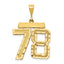 14K Gold Diamond-Cut Number 78 Charm Large Brushed Finish