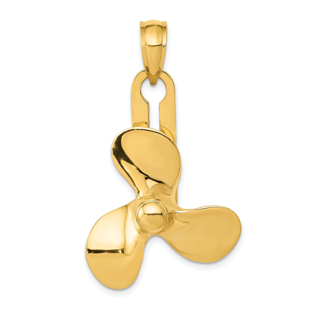 14K Gold Men's Propeller Pendant with Moveable Blades