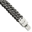 Stainless Steel Polished Black Leather Bracelet for Men