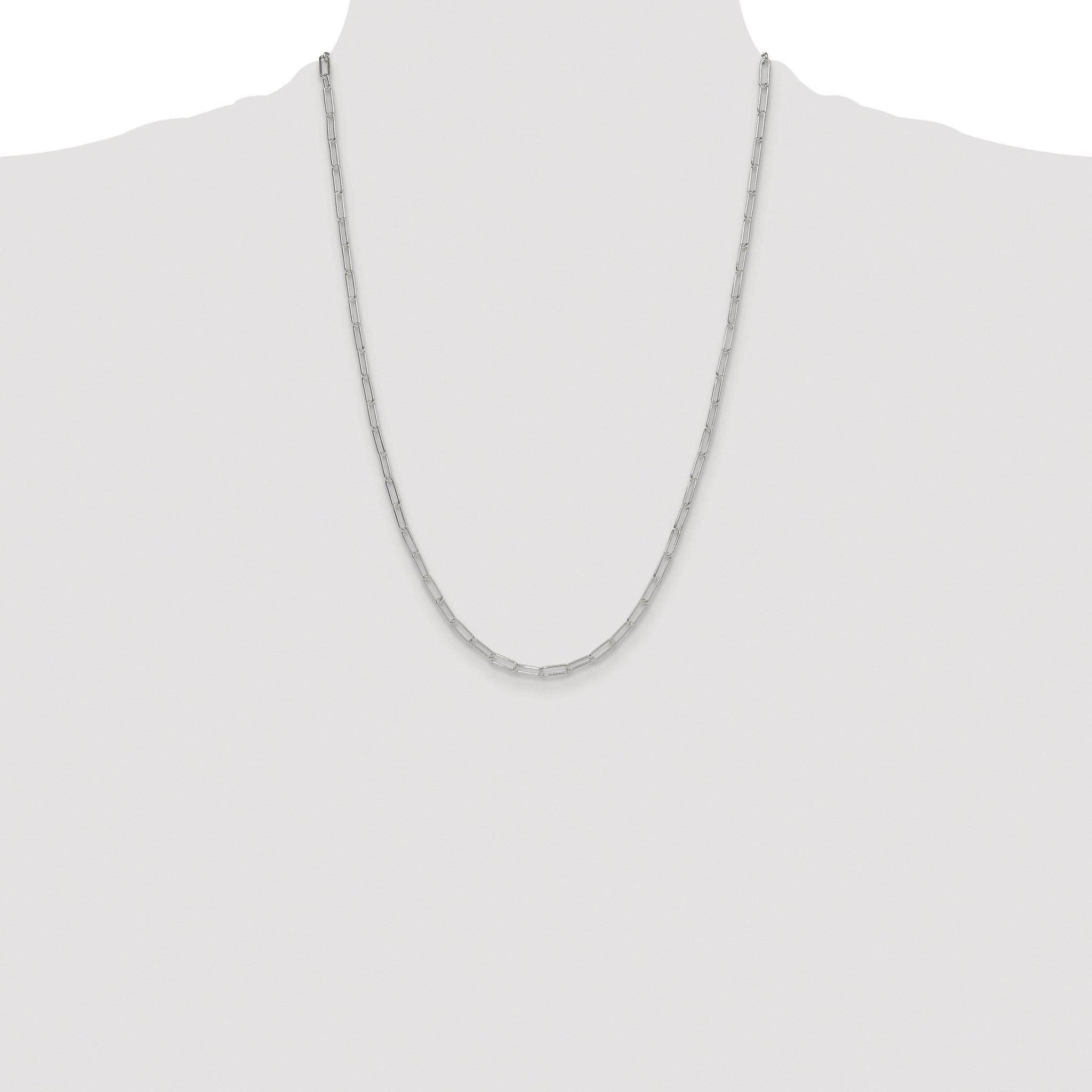 Polished Paperclip Chain Necklace in Sterling Silver