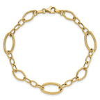 14K Polished and Textured Link Bracelet