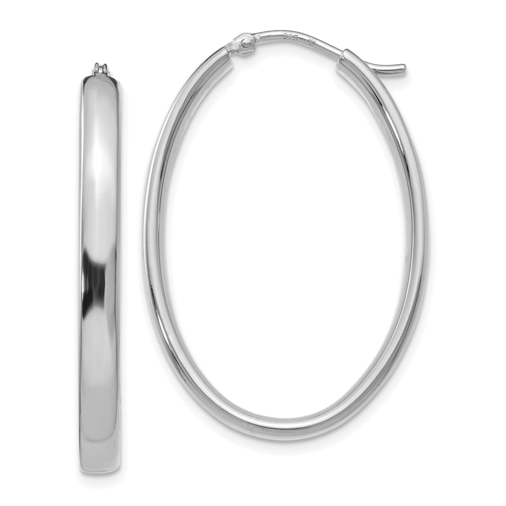 Sophia Jewelers Sterling Silver Oval Hoop Earrings with Rhodium Polish