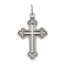 Sterling Silver 925 Budded Cross Pendant with Polished Antique Finish