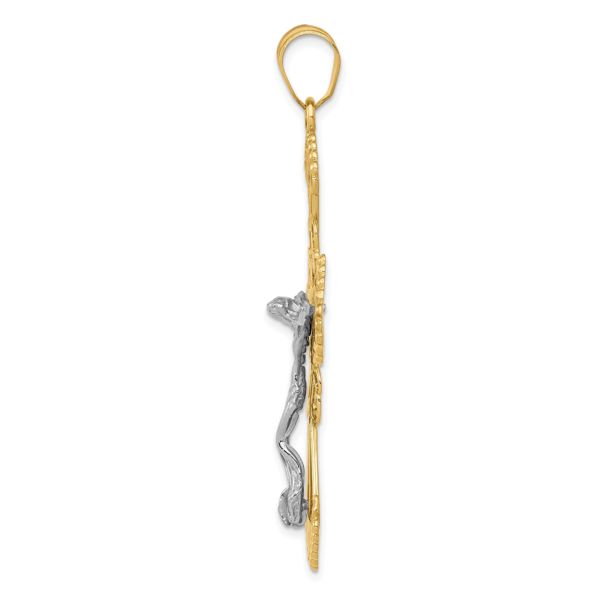 14K Two-Tone Gold Diamond-Cut Crucifix Pendant by Sophia Jewelers Secondary image