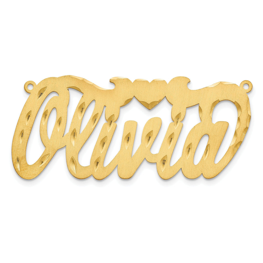 14KY Satin Diamond-cut with Heart Name Plate