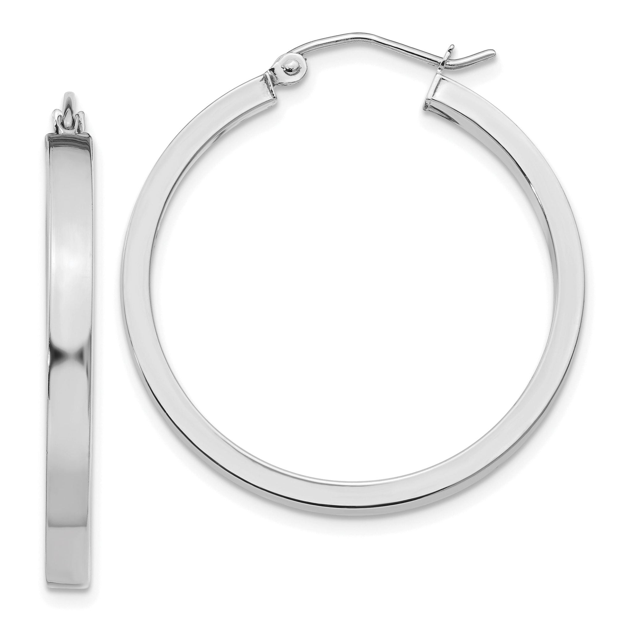 Sophia Jewelers 14K White Gold Polished Hoop Earrings for Women Main image