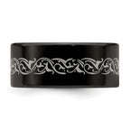 Edward Mirell Titanium Wedding Band with Laser Design Engravable 10mm