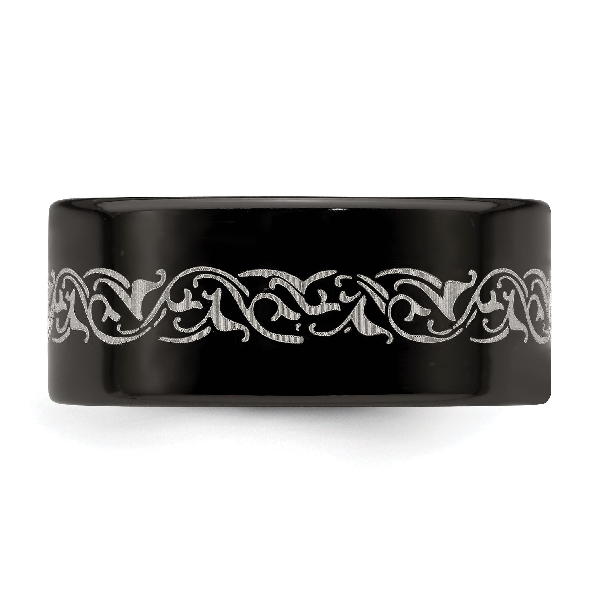 Edward Mirell Titanium Wedding Band with Laser Design Engravable 10mm