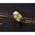 14k Two-tone Three Stone Prong Set Men's Ring Mounting, Mounting Only