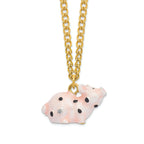 Luxury Giftware by Jere Pewter Bejeweled Crystals Gold-tone Enameled PETUNIA Spotted Pig Trinket Box with Matching 18 Inch Necklace