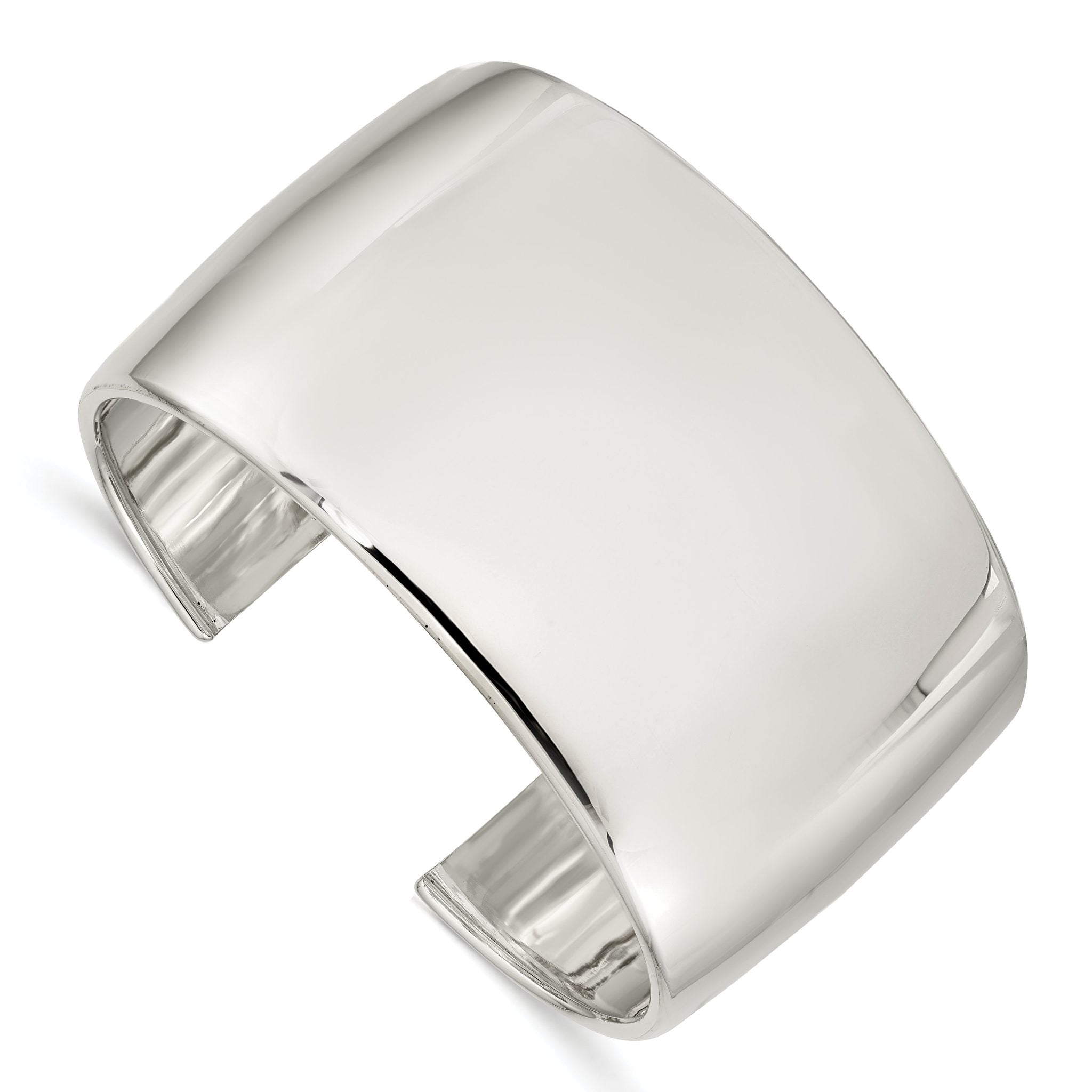 Sterling Silver 925 Women's Engravable Cuff Bracelet with Polished Finish