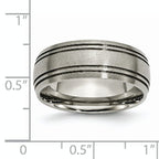 Grooved Wedding Band in Titanium, 8mm Brushed Center
