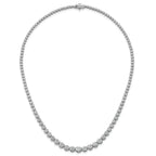 14k White Gold 10 1/2 carat Certified Lab Grown Diamond VS+ F+ Complete Round 16 inch Graduated Tennis Necklace