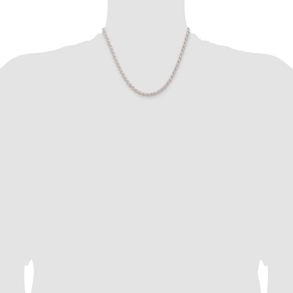 Sterling Silver Rhodium-plated 4.5mm Solid Rope Chain
