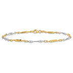 14K Two-tone Polished Twisted Link Anklet