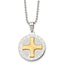 Stainless Steel Brushed/Polished Yellow IP Spanish Lords Prayer Necklace