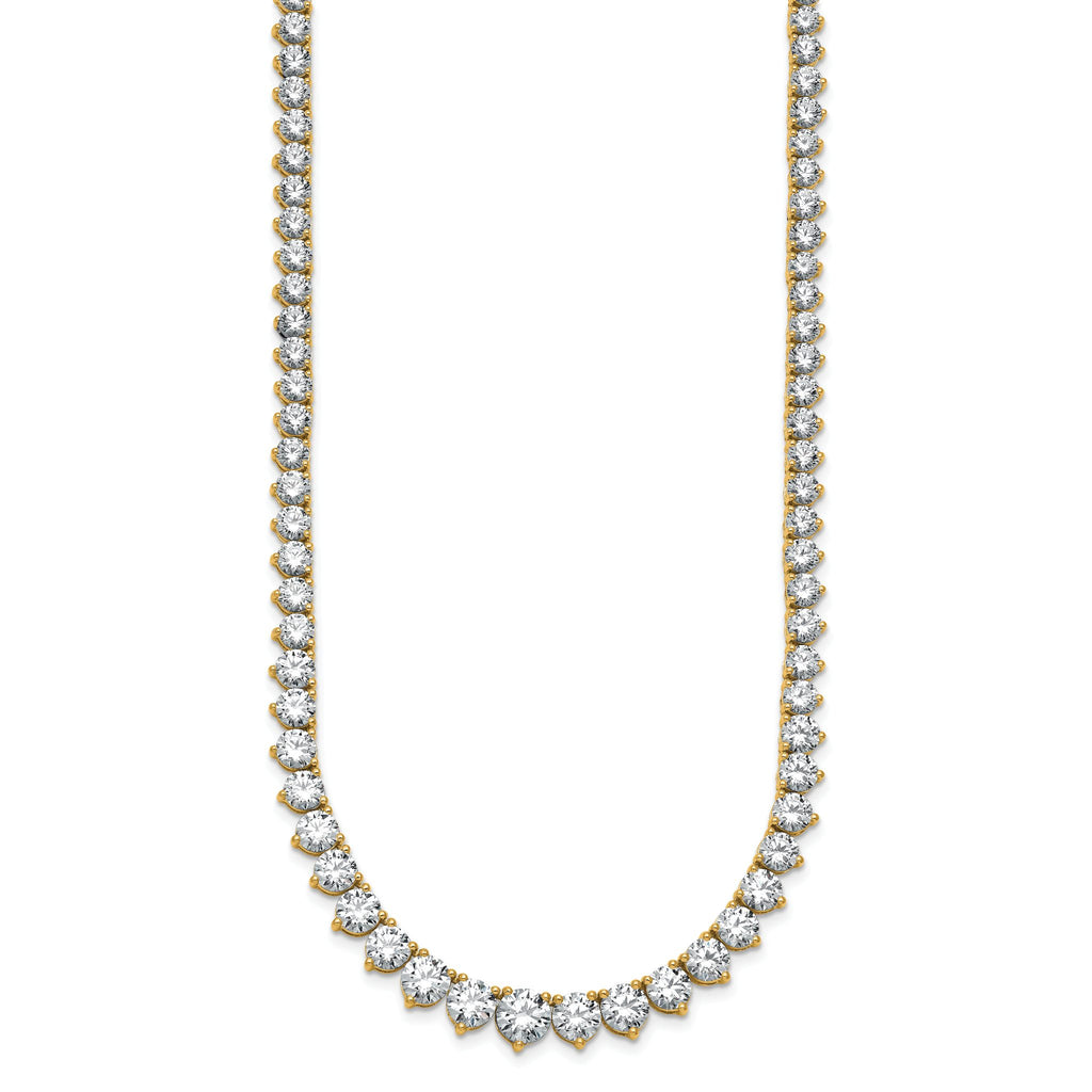 14k 25 3/8 carat Certified Lab Grown Diamond VS+ F+ Complete Round 16 inch Graduated Tennis Necklace