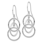 14k White Gold Polished Circles Dangle Earrings