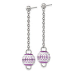 Stainless Steel Polished Diamond-cut Drop Dangle Earrings for Women