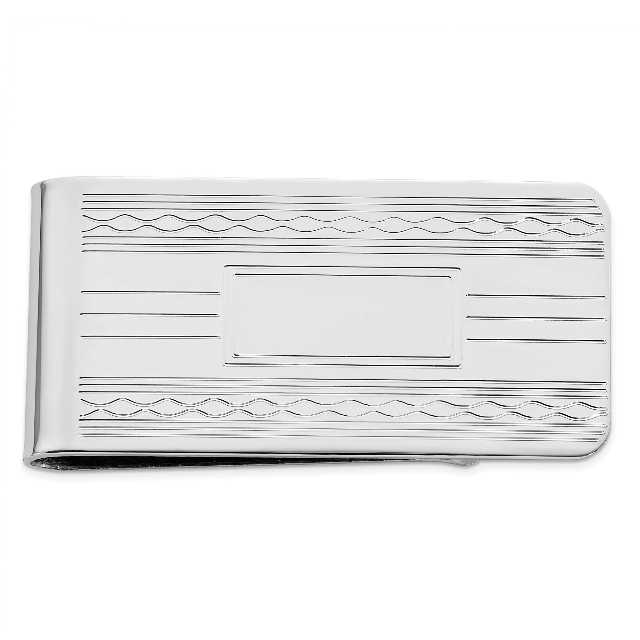 Rhodium-plated Kelly Waters Patterned Edge Money Clip Main image