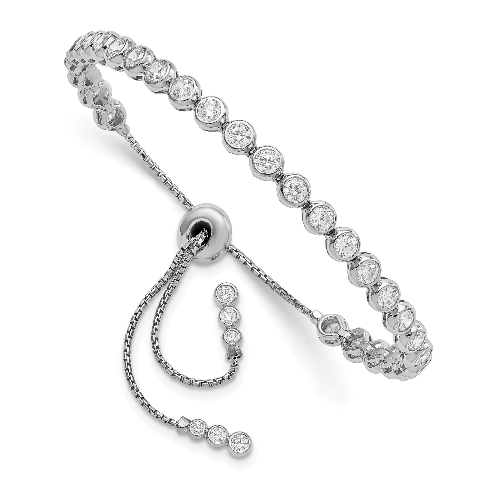 Sterling Shimmer Sterling Silver Rhodium-plated 34 Stone CZ Adjustable Bracelet Main image