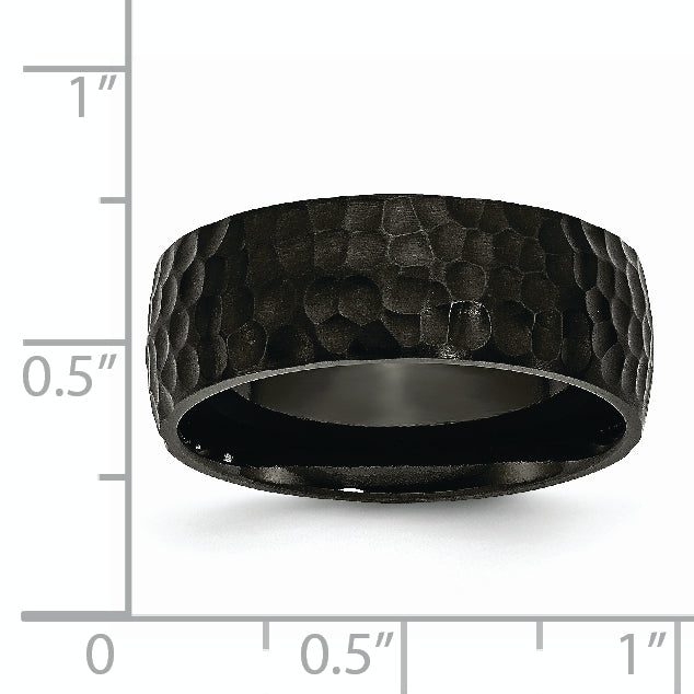 Hammered Black IP Wedding Band in Titanium, 8mm