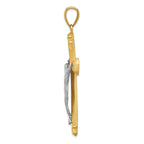 14K Two-Tone Gold Crucifix Pendant with Solid Satin Finish