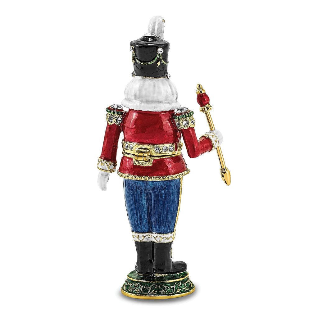 Luxury Giftware by Jere Bejeweled Crystals Gold-tone Enameled TORSTEN Toy Soldier Trinket Box with Matching 18 Inch Necklace