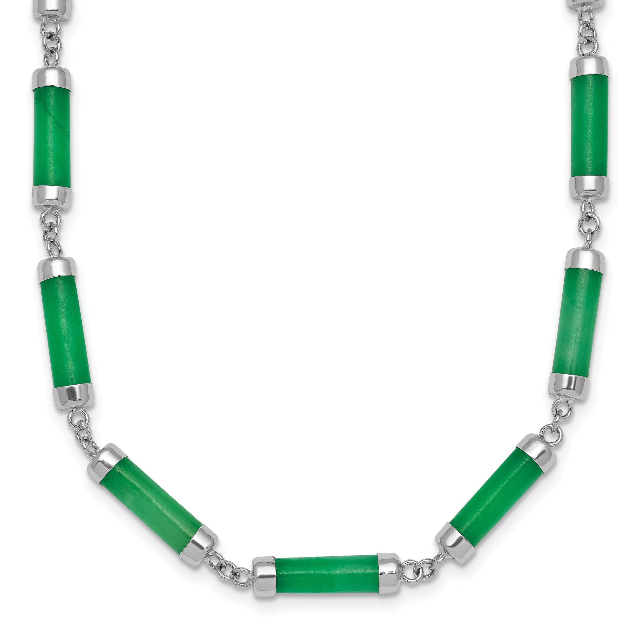 Sterling Silver Rhodium-plated Polished Jade Bars 16.75 Inch with 0.5 Inch Extension Necklace Main image