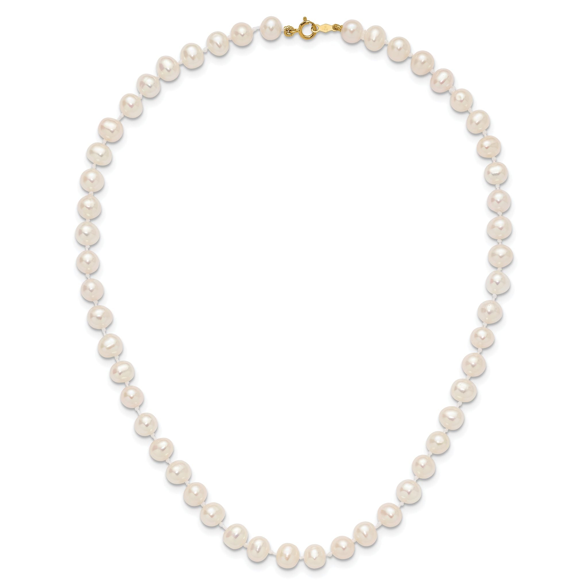 14k 6-7mm White Semi-Round Freshwater Cultured Pearl 12 inch Necklace
