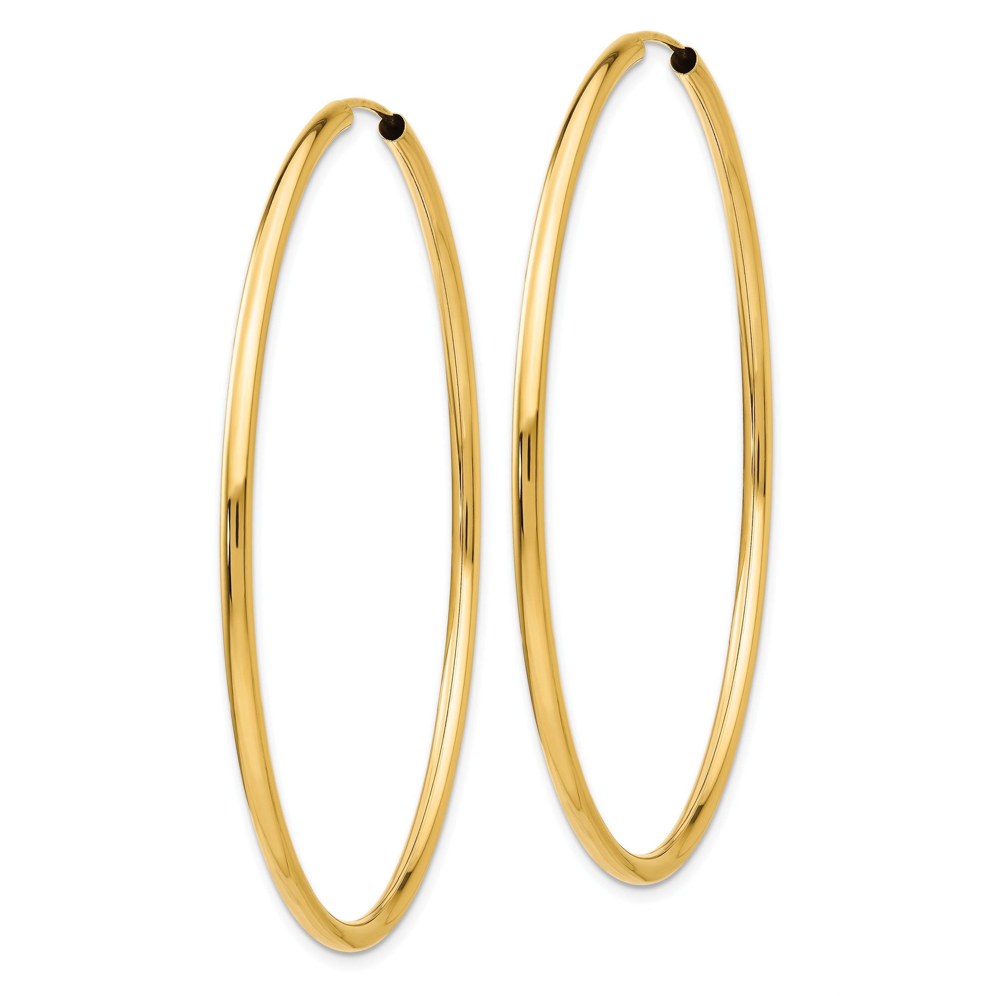 14k Polished Round Endless 2mm Hoop Earrings Secondary image
