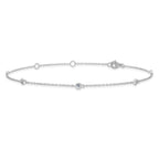 Sterling Silver Rhodium-plated Bezel CZ 5-Station 9 inch Plus 2 inch Extender  - Total 11 inch Anklet